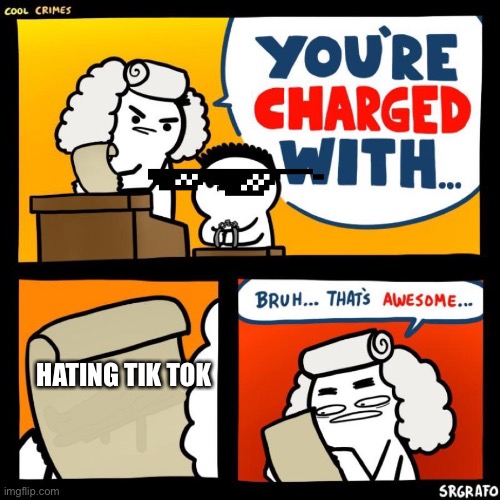 cool crimes | HATING TIK TOK | image tagged in cool crimes | made w/ Imgflip meme maker