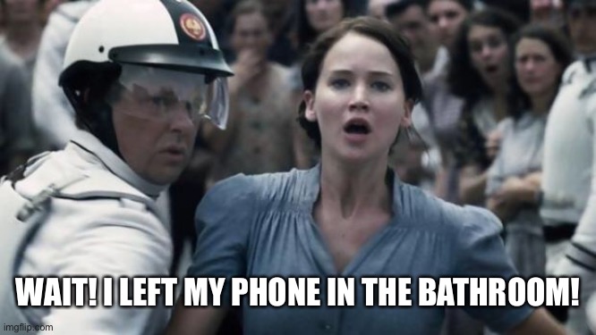   | WAIT! I LEFT MY PHONE IN THE BATHROOM! | image tagged in why,meme,memes | made w/ Imgflip meme maker