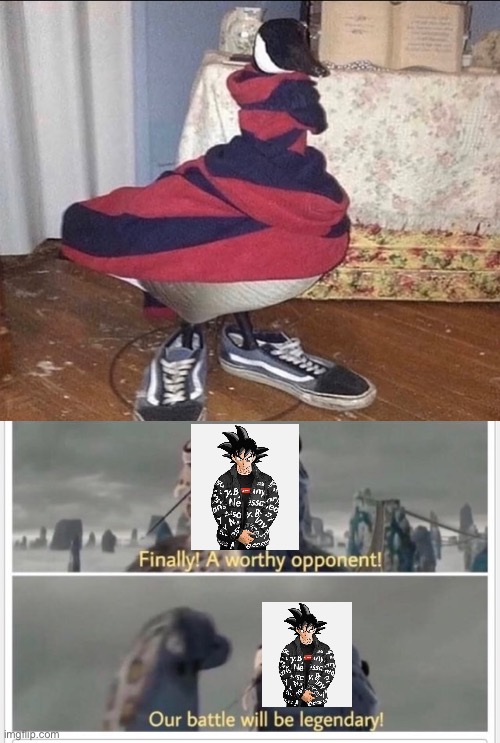 Goose got drip | image tagged in finally a worthy opponent,goku drip,goose,drip,funny,memes | made w/ Imgflip meme maker