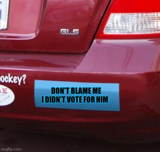 Bumper Sticker | DON'T BLAME ME  
I DIDN'T VOTE FOR HIM | image tagged in bumper sticker | made w/ Imgflip meme maker