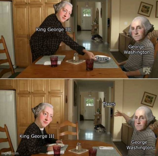 No Taxation without representation | image tagged in taxes,american revolution,memes,george washington | made w/ Imgflip meme maker