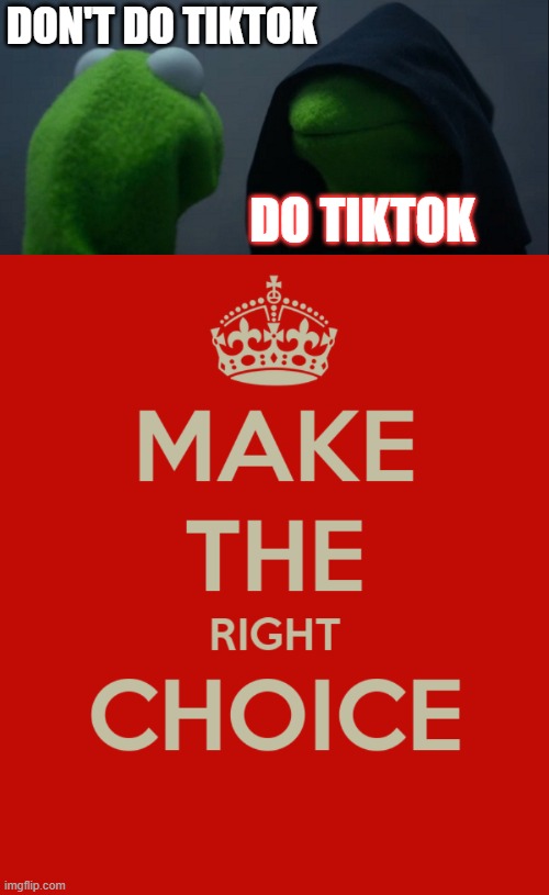 Don't do tiktok | DON'T DO TIKTOK; DO TIKTOK | image tagged in memes,evil kermit | made w/ Imgflip meme maker