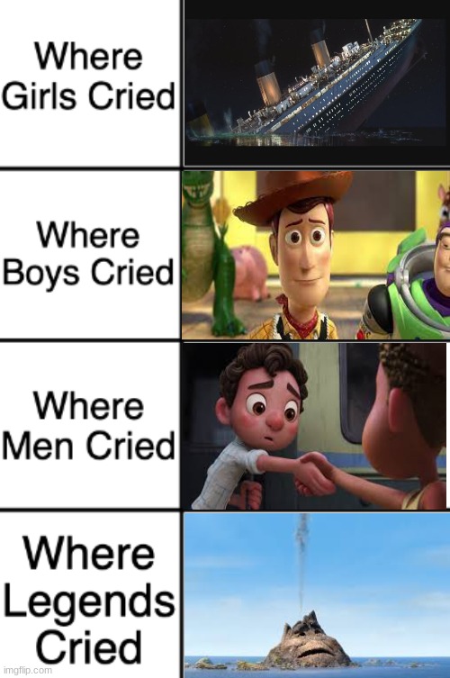 the last one makes me cry every time | image tagged in where girls boys men and legends cried,sad,pixar | made w/ Imgflip meme maker