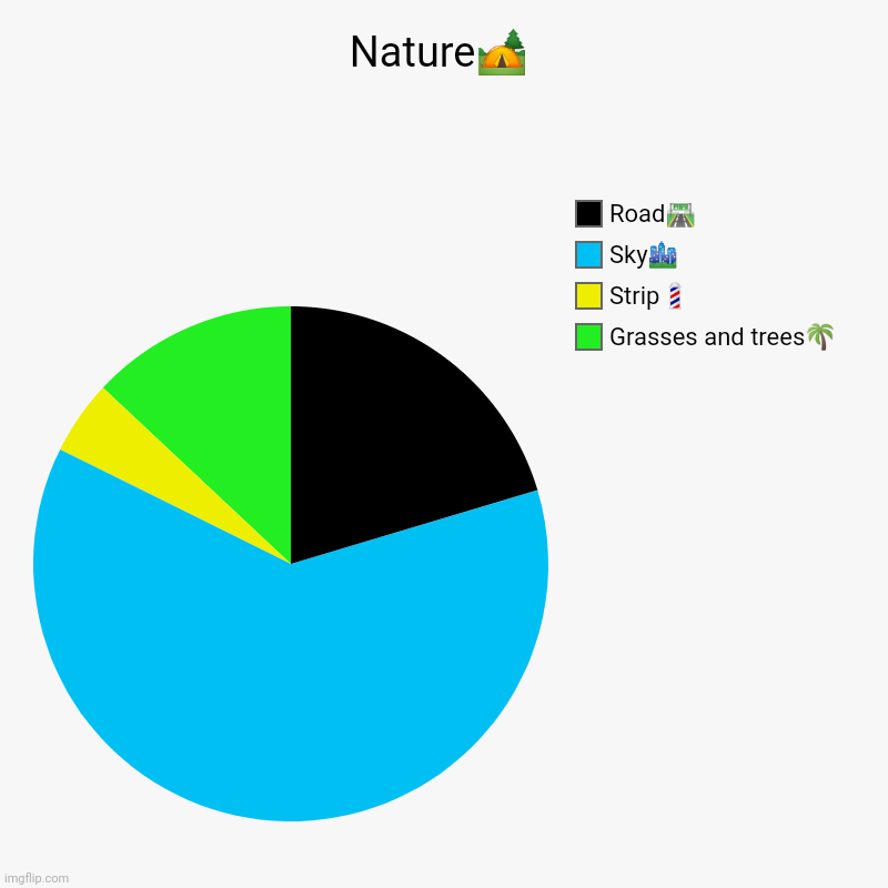 Nature?️ | Grasses and trees?, Strip?, Sky?️, Road?️ | image tagged in charts,pie charts | made w/ Imgflip chart maker