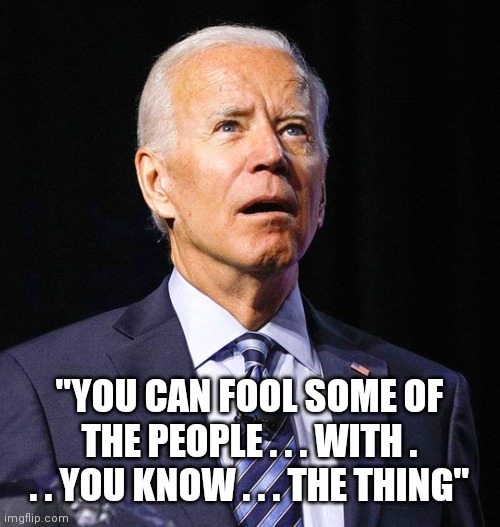 Joe Biden | "YOU CAN FOOL SOME OF THE PEOPLE . . . WITH . . . YOU KNOW . . . THE THING" | image tagged in joe biden | made w/ Imgflip meme maker