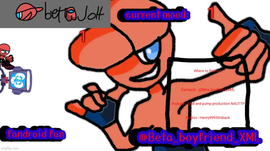 1 | 1; 1 | image tagged in beta_boyfriend_xml betajolt announcement template,1 | made w/ Imgflip meme maker