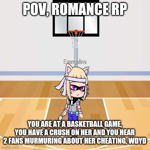 POV, ROMANCE RP; YOU ARE AT A BASKETBALL GAME, YOU HAVE A CRUSH ON HER AND YOU HEAR 2 FANS MURMURING ABOUT HER CHEATING, WDYD | made w/ Imgflip meme maker