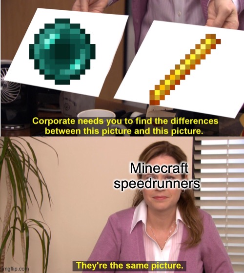 Minecraft speedrunners | Minecraft speedrunners | image tagged in memes,they're the same picture | made w/ Imgflip meme maker