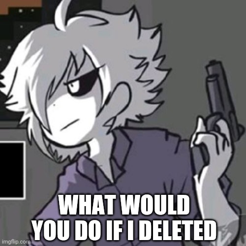 Just question | WHAT WOULD YOU DO IF I DELETED | image tagged in x-tale chara with a gun | made w/ Imgflip meme maker