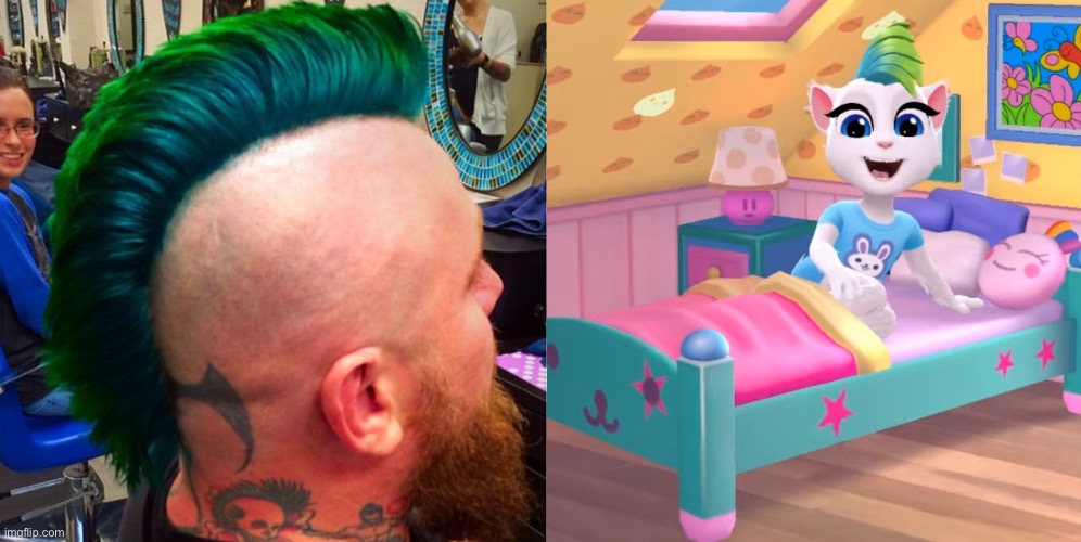 Nicky’s Green And Blue Mohawk | image tagged in mohammed | made w/ Imgflip meme maker