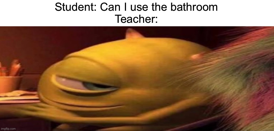 Every teacher does this | Student: Can I use the bathroom
Teacher: | image tagged in school,teachers,facts | made w/ Imgflip meme maker