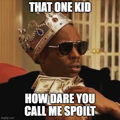 get money | THAT ONE KID; HOW DARE YOU CALL ME SPOILT | image tagged in get money | made w/ Imgflip meme maker