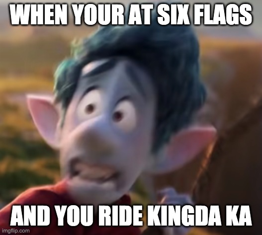 WHEN YOUR AT SIX FLAGS; AND YOU RIDE KINGDA KA | image tagged in six flags,disney,pixar,funny,memes | made w/ Imgflip meme maker