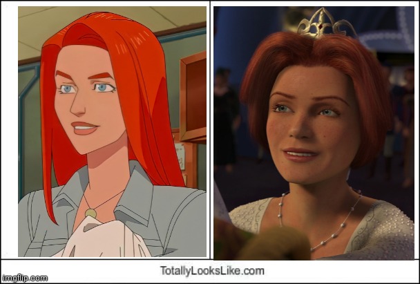 Atom Eve Looks Like Fiona | image tagged in totally looks like,invincible,shrek,redhead | made w/ Imgflip meme maker