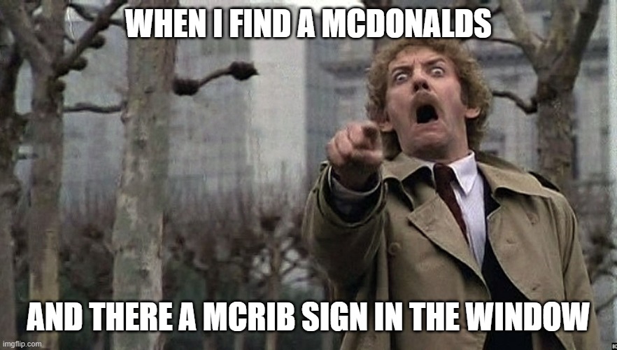 McRib | WHEN I FIND A MCDONALDS; AND THERE A MCRIB SIGN IN THE WINDOW | image tagged in funny memes | made w/ Imgflip meme maker