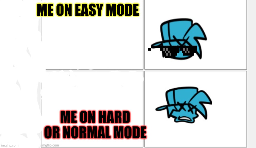 fnf health icons | ME ON EASY MODE; ME ON HARD OR NORMAL MODE | image tagged in fnf health icons,FridayNightFunkin | made w/ Imgflip meme maker