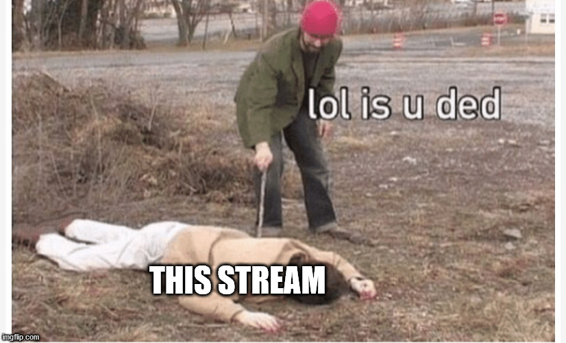 Usual true meme | THIS STREAM | image tagged in lol is u ded | made w/ Imgflip meme maker