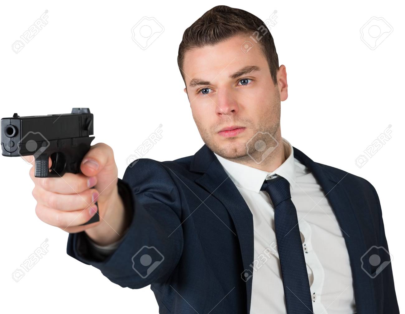 Man pointing gun Blank Meme Template