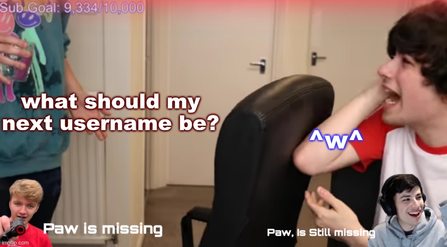 Can anyone find Paw? Template, | what should my next username be? ^w^ | image tagged in can anyone find paw template | made w/ Imgflip meme maker