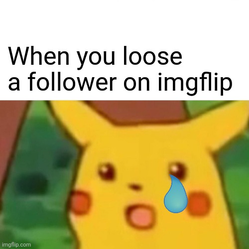 I wish the teardrop was in the top 15 user uploaded popular images | When you loose a follower on imgflip | image tagged in memes,surprised pikachu,followers,imgflip,imgflip humor | made w/ Imgflip meme maker