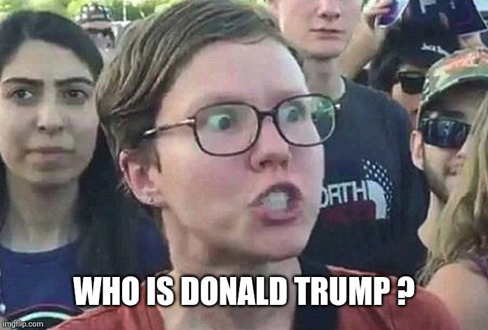 Triggered Liberal | WHO IS DONALD TRUMP ? | image tagged in triggered liberal | made w/ Imgflip meme maker