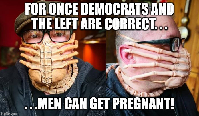 Being right and not in a good way. . . | FOR ONCE DEMOCRATS AND THE LEFT ARE CORRECT. . . . . .MEN CAN GET PREGNANT! | image tagged in sjws,freaks,political correctness,political humor,pregnancy,stupid liberals | made w/ Imgflip meme maker