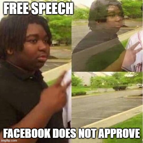 disappearing  | FREE SPEECH FACEBOOK DOES NOT APPROVE | image tagged in disappearing | made w/ Imgflip meme maker