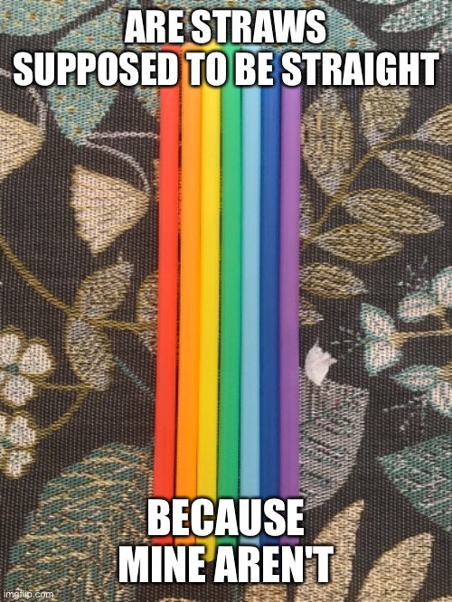 ARE STRAWS SUPPOSED TO BE STRAIGHT; BECAUSE MINE AREN'T | made w/ Imgflip meme maker