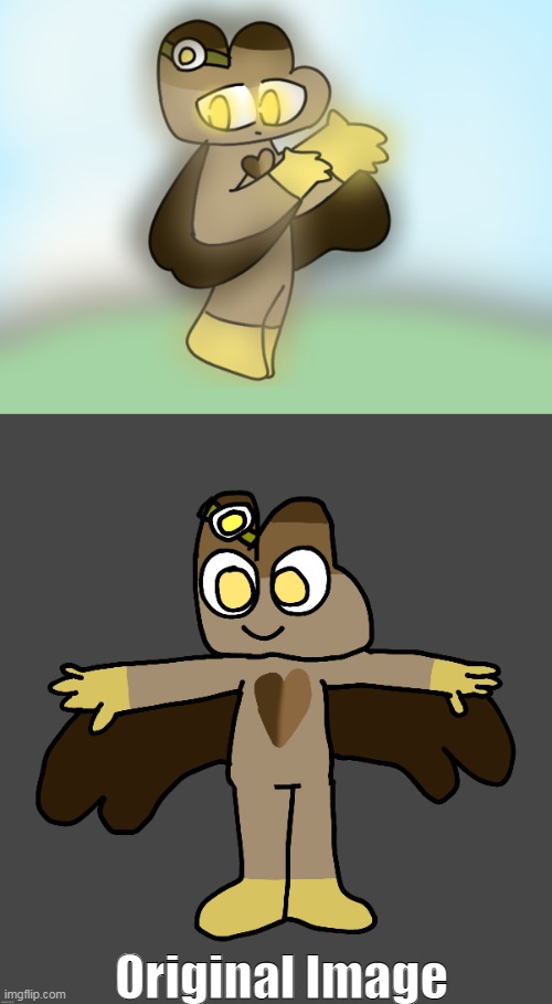 Part 1 of drawing people's ocs without their permission : Wave_The_Knockoff_Olly's Miso. | Original Image | image tagged in im shit at drawing four | made w/ Imgflip meme maker