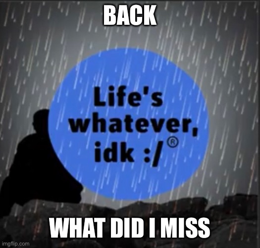 BACK; WHAT DID I MISS | made w/ Imgflip meme maker