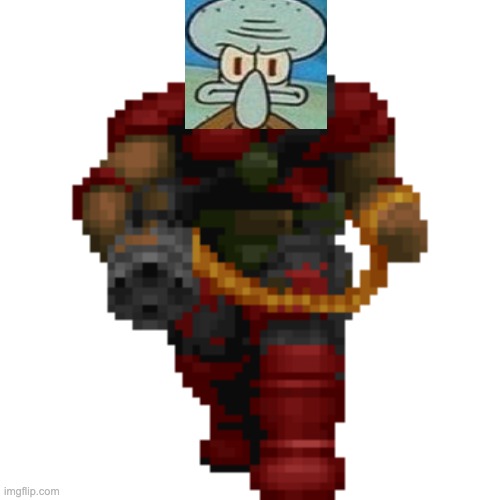 Heavy Weapons Squidward Guy | image tagged in doom 2 | made w/ Imgflip meme maker