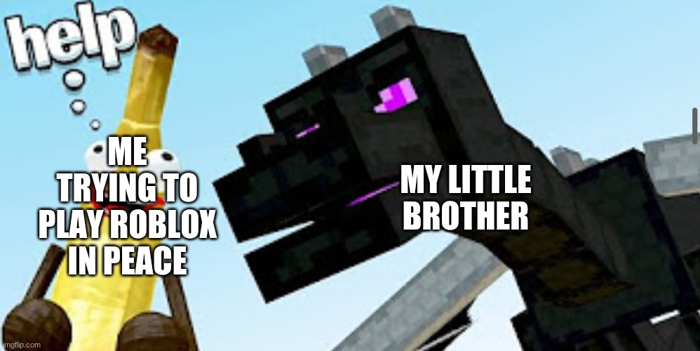 he s t a r e s | MY LITTLE BROTHER; ME TRYING TO PLAY ROBLOX IN PEACE | made w/ Imgflip meme maker