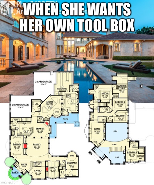 The Garage Pathway | WHEN SHE WANTS HER OWN TOOL BOX | image tagged in garage,house,tools,wedding crashers,lottery,cash | made w/ Imgflip meme maker