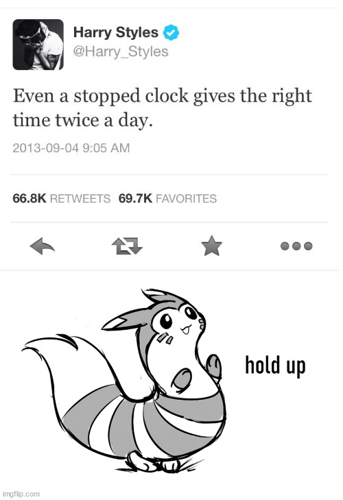 technically the time is correct on a stopped clock tho | image tagged in furret hold up | made w/ Imgflip meme maker
