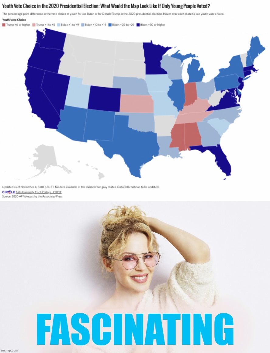 2020 map of only young people voted. | image tagged in election 2020 if only young people voted,kylie fascinating | made w/ Imgflip meme maker
