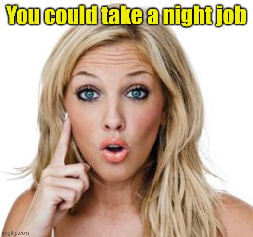Dumb blonde | You could take a night job | image tagged in dumb blonde | made w/ Imgflip meme maker