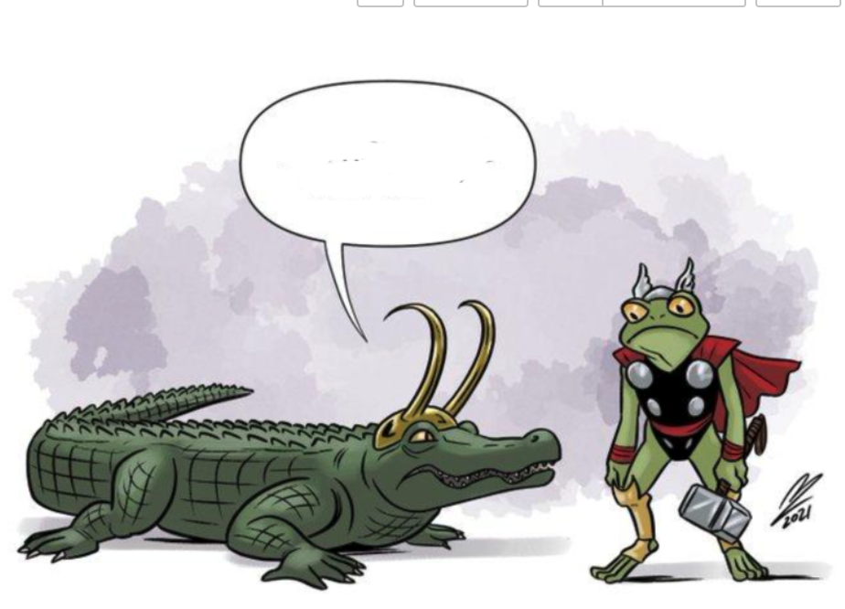 Alligator Loki and Frog Thor Blank Meme Template