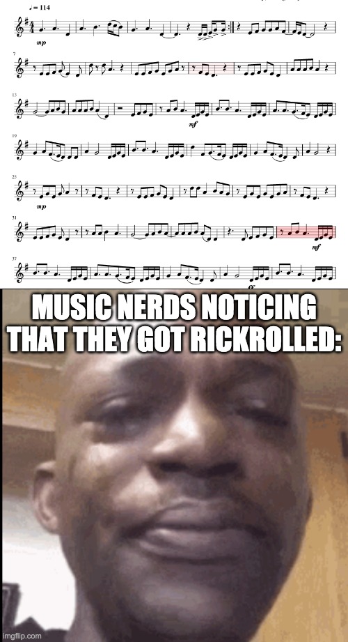 You got rick rolled by paper | MUSIC NERDS NOTICING THAT THEY GOT RICKROLLED: | image tagged in crying black dude,music,rick astley,rickroll,lol so funny | made w/ Imgflip meme maker