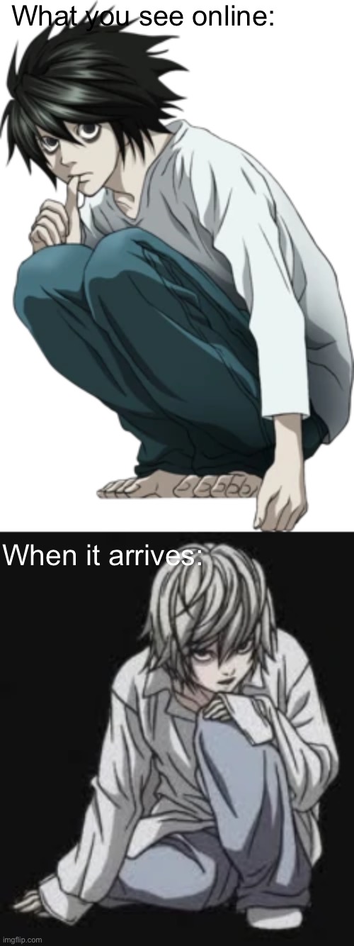 wish.com at its finest | What you see online:; When it arrives: | image tagged in death note,memes,stop reading the tags | made w/ Imgflip meme maker