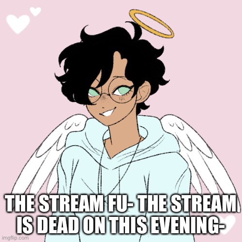 Æ | THE STREAM FU- THE STREAM IS DEAD ON THIS EVENING- | image tagged in angel ram3n | made w/ Imgflip meme maker