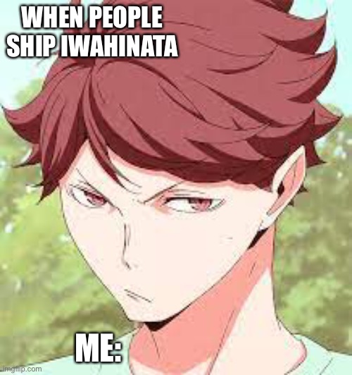 I Don’t like this ship at all. | WHEN PEOPLE SHIP IWAHINATA; ME: | image tagged in anime meme,i dont like iwahinata | made w/ Imgflip meme maker