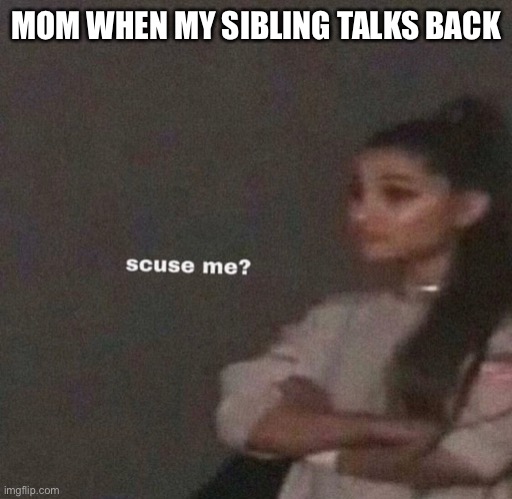Mom when siblings talk back | MOM WHEN MY SIBLING TALKS BACK | image tagged in memes | made w/ Imgflip meme maker