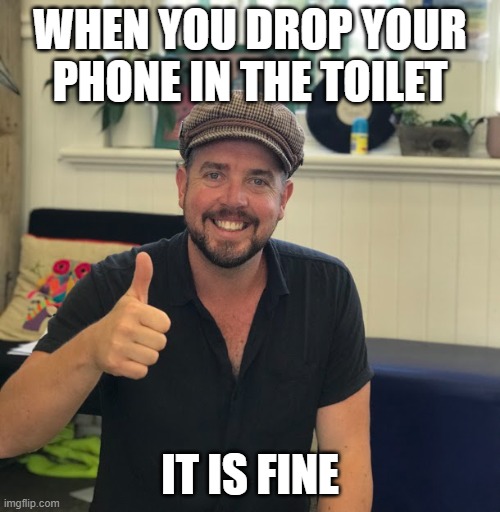 toilet phone | WHEN YOU DROP YOUR PHONE IN THE TOILET; IT IS FINE | image tagged in awsome,funny memes | made w/ Imgflip meme maker