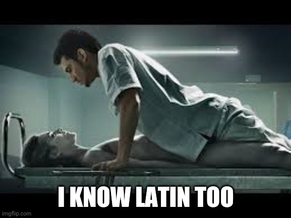 necrophilia | I KNOW LATIN TOO | image tagged in necrophilia | made w/ Imgflip meme maker