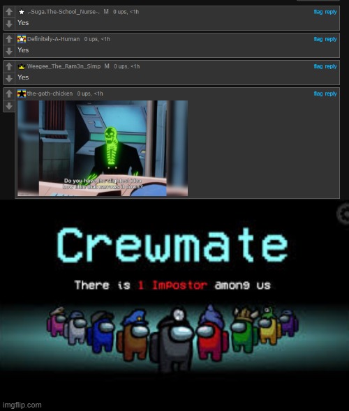 image tagged in there is 1 imposter among us | made w/ Imgflip meme maker