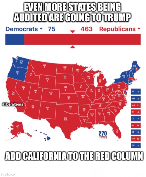 EVEN MORE STATES BEING AUDITED ARE GOING TO TRUMP; #liberaltears; ADD CALIFORNIA TO THE RED COLUMN | made w/ Imgflip meme maker