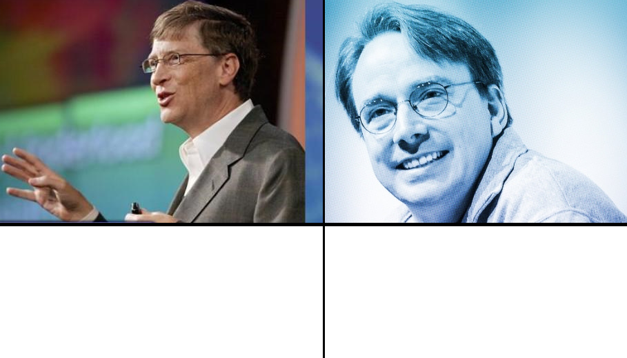 Bill Gates Vs Linus Torvalds Blank Meme Template