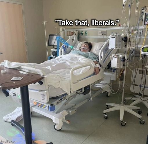 Vaccines are Free | "Take that, liberals." | image tagged in covid-19,vaccines,qanon,donald trump | made w/ Imgflip meme maker