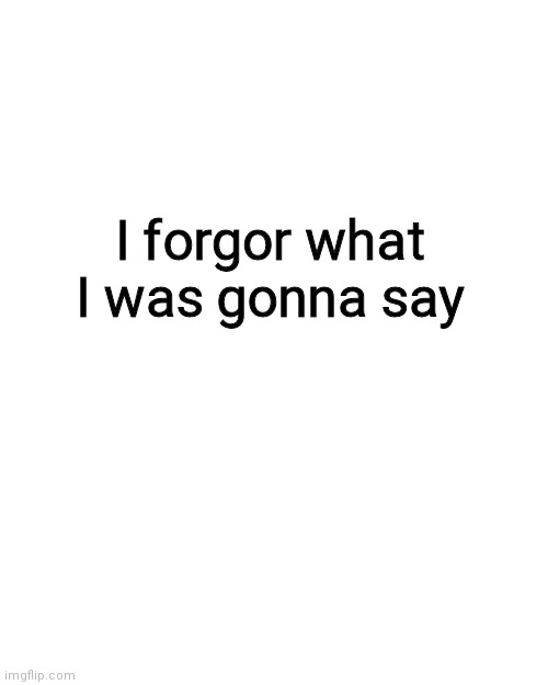 Blank Transparent Square Meme | I forgor what I was gonna say | image tagged in memes,blank transparent square | made w/ Imgflip meme maker
