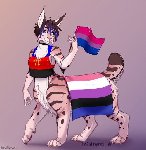 Another cute artwork (By cat_named_fish) | image tagged in furry,pride,lgbt,gender fluid,polyamorous,bisexual | made w/ Imgflip meme maker